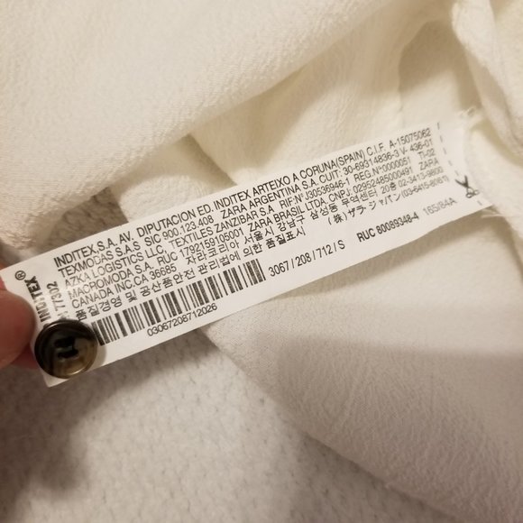 Zara TRF White Button Down Ruffle Trim Sleeve V-Neck Flowy Crop Summer Blouse - Picture 7 of 10